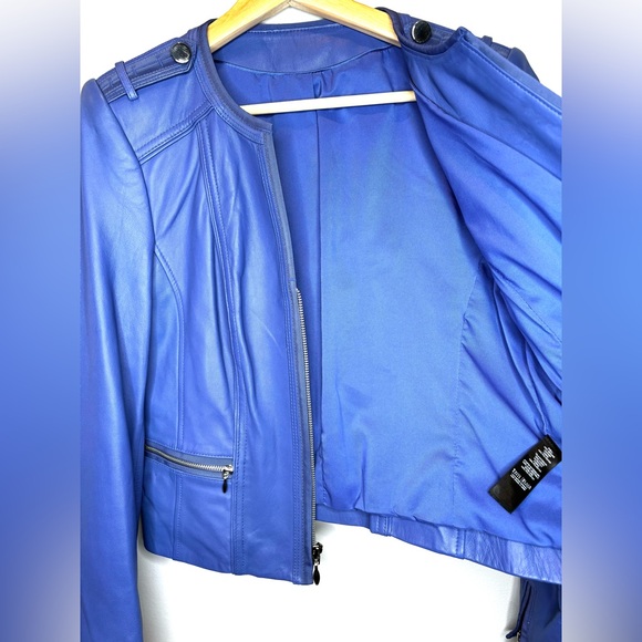 WHBM White House Black Market Leather blue jacket - Picture 10 of 11